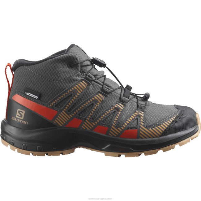Salomon46081342 júnior - sapatos infantis - xa pro v8 mid clima à prova d'água imã/bolota/tomate cereja