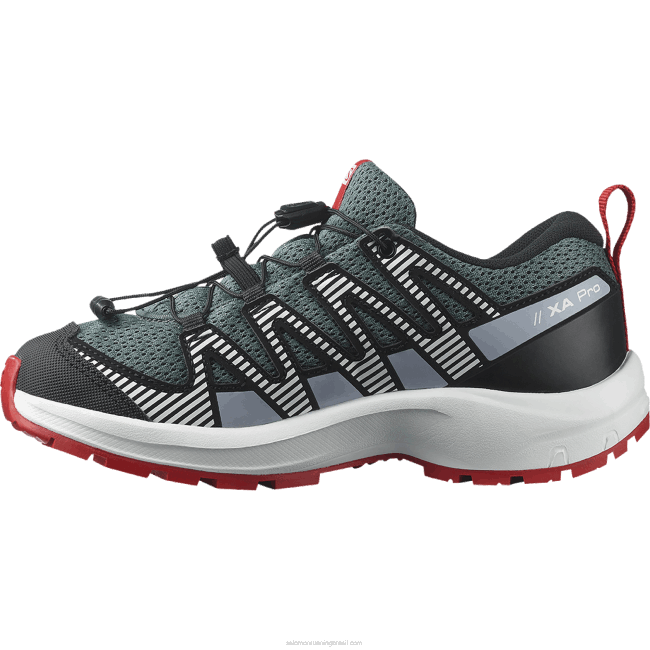 Salomon46081357 júnior - sapatos infantis - xa pro v8 tempo tempestuoso/azul zen/goji berry