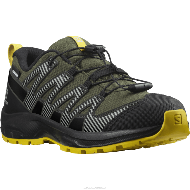 Salomon46081362 júnior - sapatos infantis - xa pro v8 clima à prova d'água azeitona noite/preto/enxofre