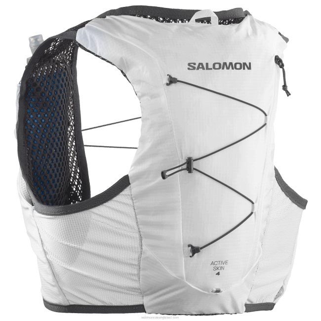 Salomon4608327 colete de corrida masculino com frascos inclusos - active skin 8 branco/ébano