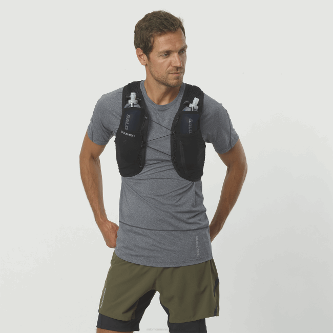 Salomon4608330 colete de corrida masculino com frascos inclusos - active skin 4 preto