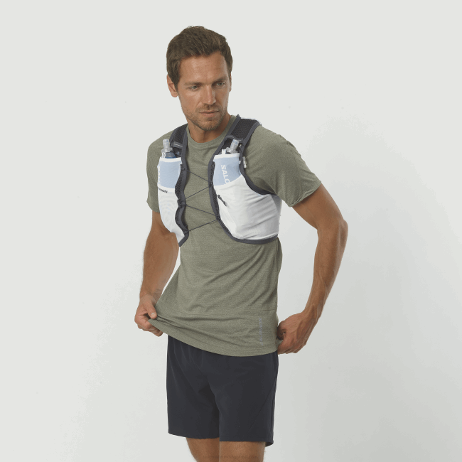Salomon4608333 colete de corrida masculino com frascos inclusos - active skin 4 branco/ébano