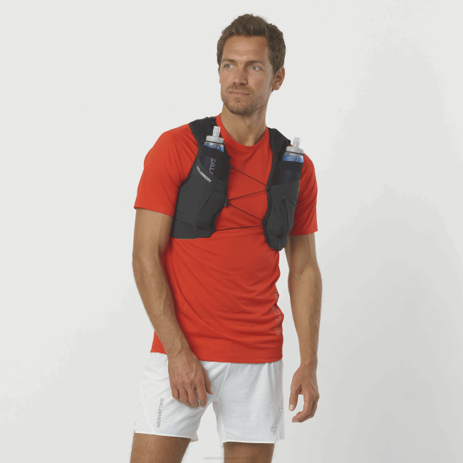 Salomon4608338 colete de corrida masculino com frascos inclusos - sense pro 5 preto/ébano