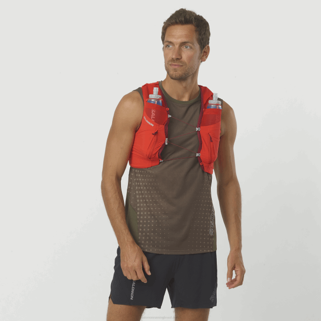 Salomon4608342 colete de corrida masculino com frascos inclusos - sense pro 10 vermelho ardente/ébano/cabernet