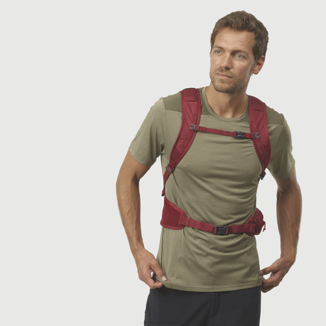 Salomon4608372 bolsa masculina para o dia a dia - trailblazer 20 aura laranja/bicicleta vermelha