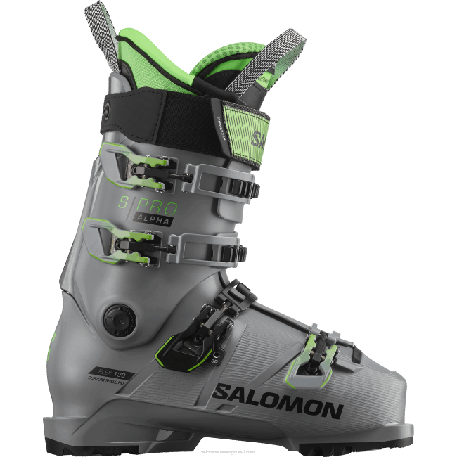 Salomon46081230 botas de pista para homem - s/pro alpha 120 cinza aço/verde neon pastel 1/preto