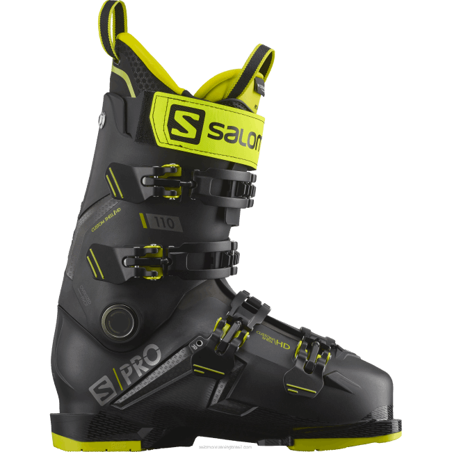Salomon46081231 botas de pista para homem - s/pro mv 110 preto/verde ácido/prata escuro metálicos05