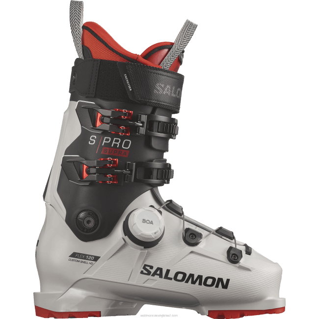 Salomon46081238 botas de pista para homem - s/pro supra boa 120 cinza aurora/preto/vermelho