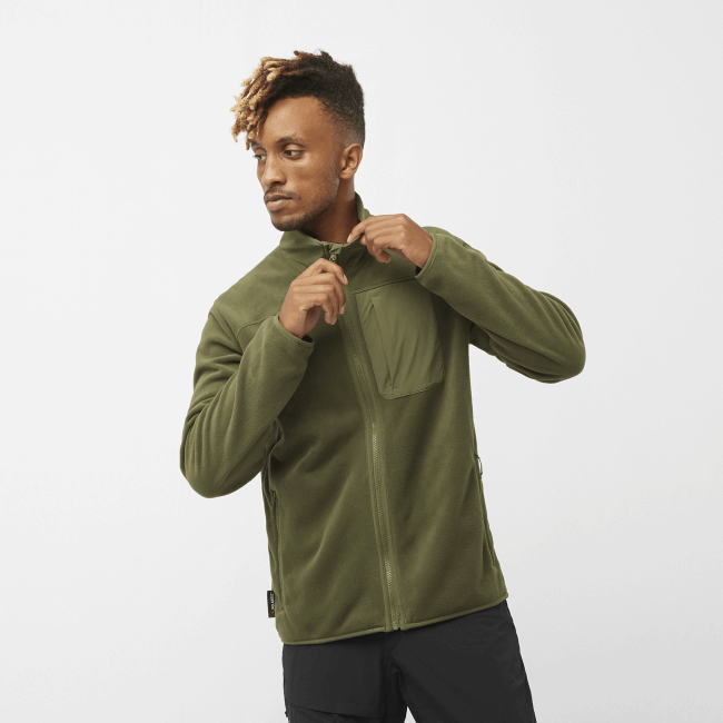 Salomon4608534 Jaqueta midlayer masculina com zíper completo - contorno polartec folha de uva