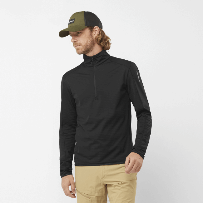 Salomon4608549 midlayer meio zíper masculino - essencial lightwarm preto profundo
