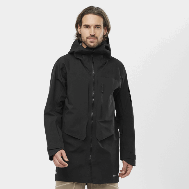 Salomon4608550 jaqueta shell masculina - 3L de comprimento preto profundo