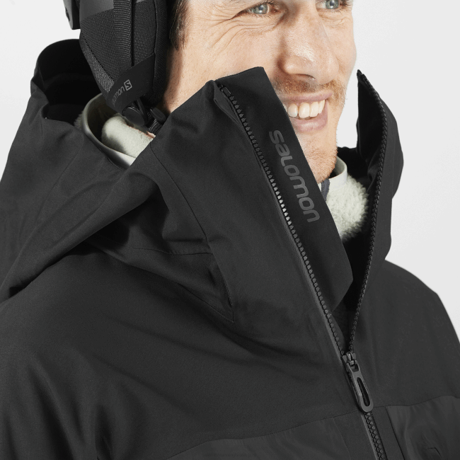 Salomon4608550 jaqueta shell masculina - 3L de comprimento preto profundo
