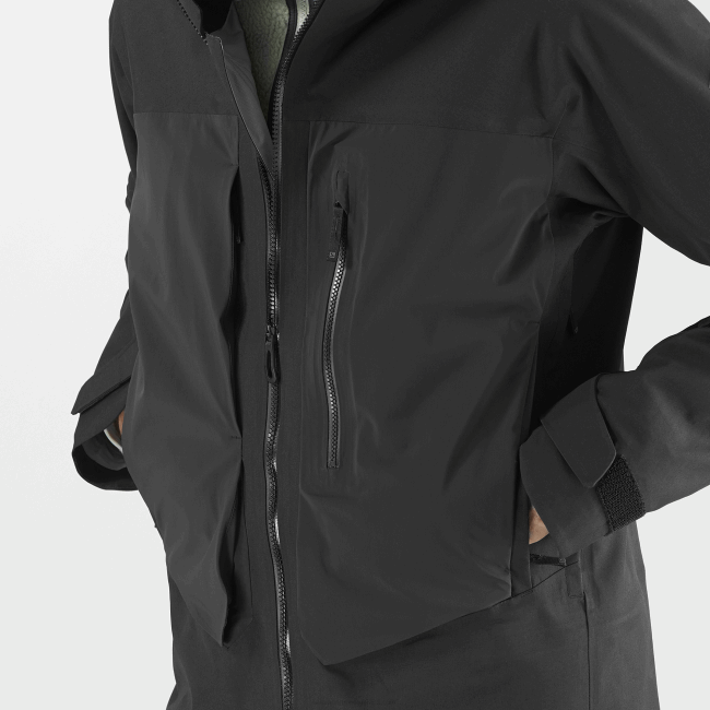 Salomon4608550 jaqueta shell masculina - 3L de comprimento preto profundo