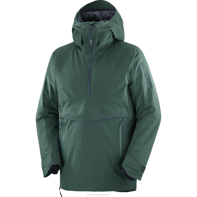 Salomon4608557 jaqueta com capuz isolada para homem - anorak gravidade gore-tex pinho ponderosa/céu noturno