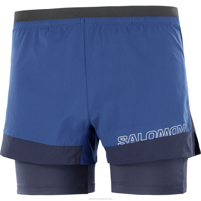 Salomon4608283 calções de homem - cruzado 2em1 peônia marinha/céu noturno