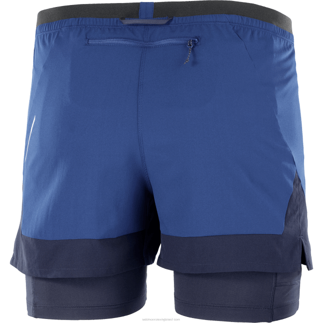 Salomon4608283 calções de homem - cruzado 2em1 peônia marinha/céu noturno