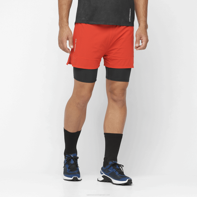 Salomon4608293 calções de homem - sense aero 2in1 vermelho flamejante