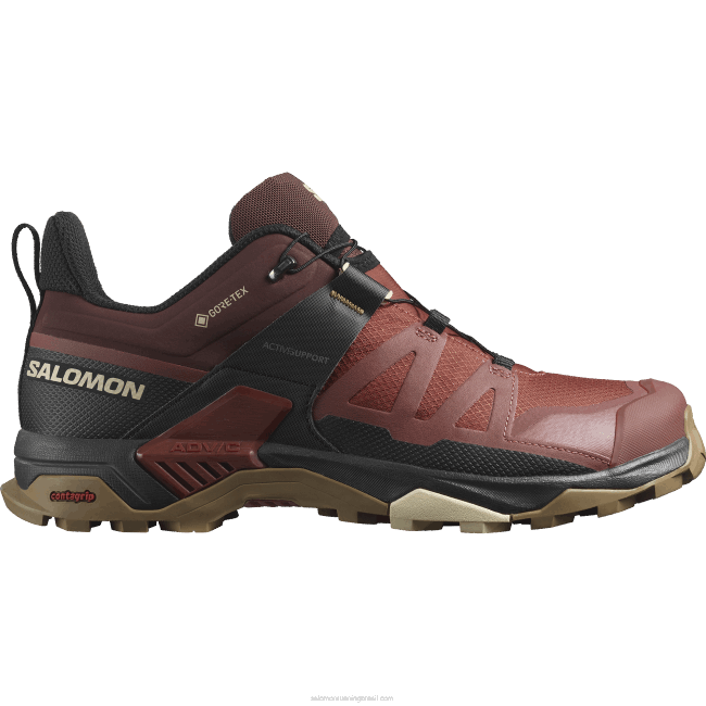 Salomon460815 sapatos de caminhada masculinos - x ultra 4 gore-tex hena queimada/preta/ouro fosco