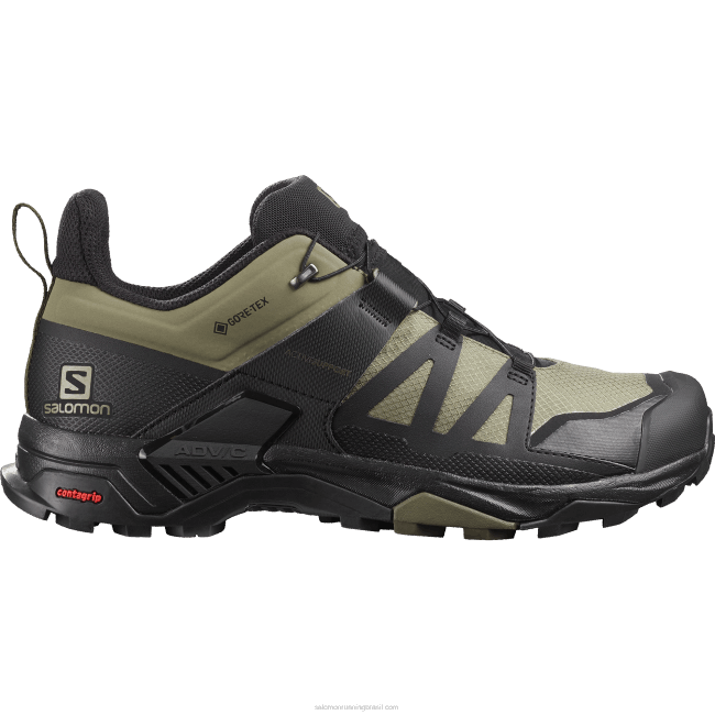 Salomon460816 sapatos de caminhada masculinos - x ultra 4 gore-tex líquen profundo verde/preto/noite oliva