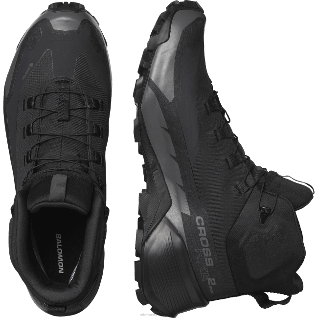 Salomon460819 botas de caminhada masculinas - caminhada cruzada 2 mid gore-tex wide preto/ímã