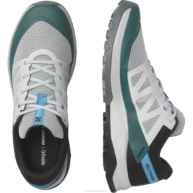 Salomon460823 sapatos de caminhada masculinos - outrise rocha lunar/preta/azul argel