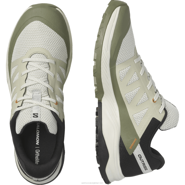 Salomon460824 sapatos de caminhada masculinos - outrise cinza musgo/verde líquen profundo/amêndoa açucarada