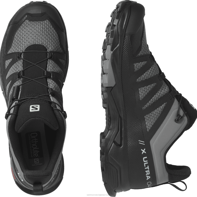 Salomon460826 sapatos de caminhada masculinos - x ultra 4 sombra tranquila/preto