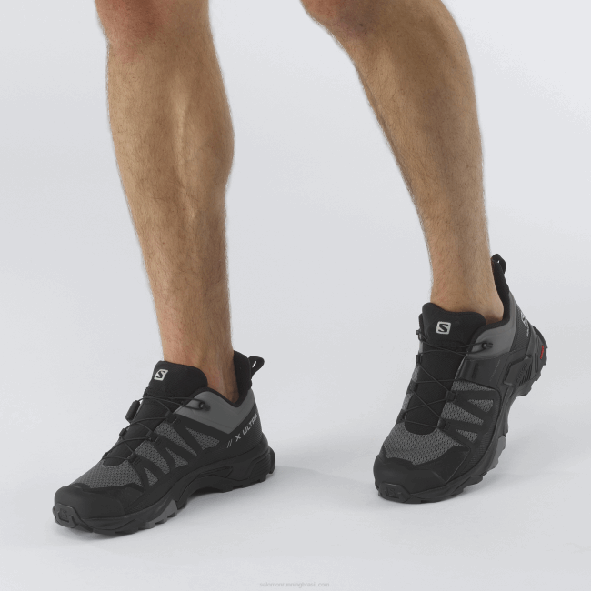 Salomon460826 sapatos de caminhada masculinos - x ultra 4 sombra tranquila/preto