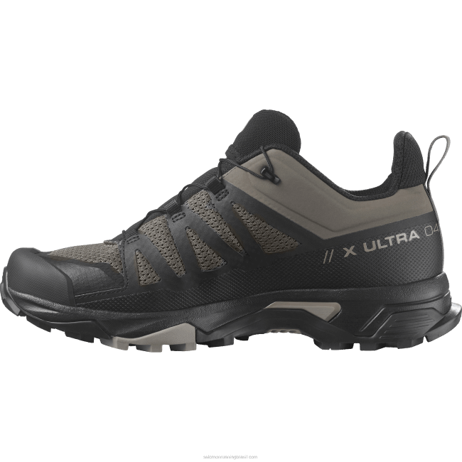 Salomon460827 sapatos de caminhada masculinos - x ultra 4 cordão elástico/preto/vintage caqui