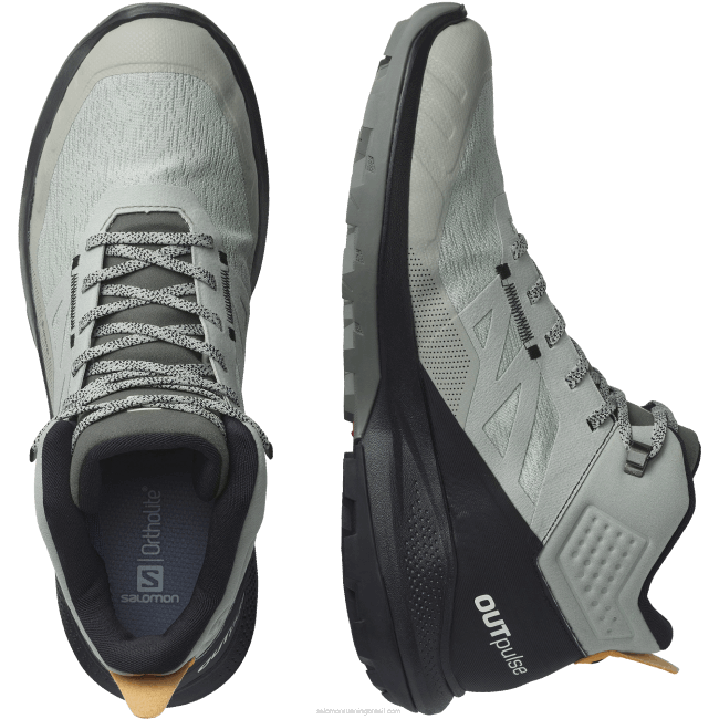 Salomon460831 botas de caminhada masculinas - outpulse mid gore-tex ferro forjado/preto/laranja vibrante