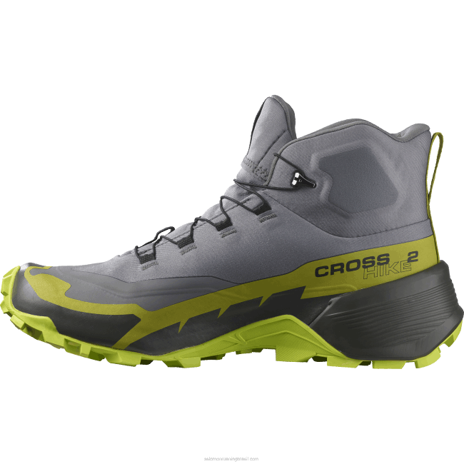 Salomon460835 botas de caminhada masculinas - caminhada cruzada 2 mid gore-tex sombra tranquila/lima ácida/lima dourada