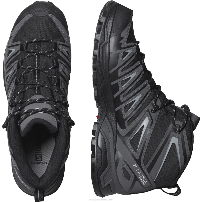 Salomon460840 botas de caminhada masculinas - x ultra pioneiro mid clima à prova d'água preto/ímã/monumento