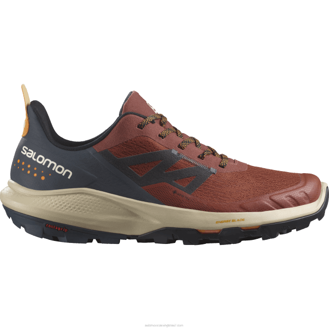 Salomon460845 sapatos de caminhada masculinos - outpulse gore-tex hena queimada/tinta da índia/açafrão