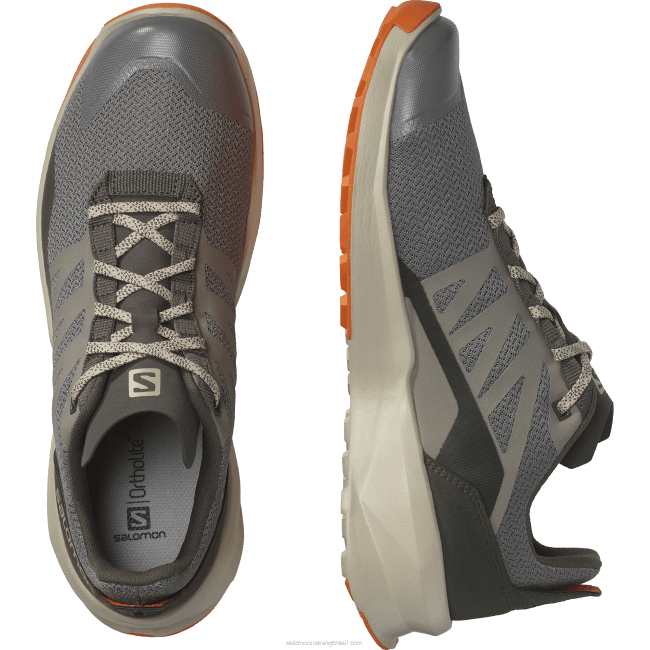 Salomon460848 sapatos de caminhada masculinos - patrulha estanho/cinza pena/íbis escarlate