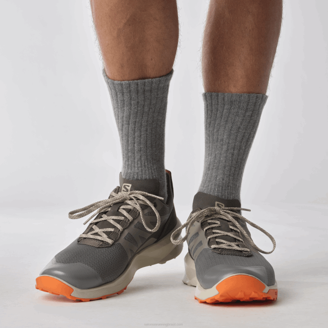 Salomon460848 sapatos de caminhada masculinos - patrulha estanho/cinza pena/íbis escarlate