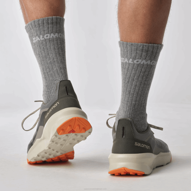 Salomon460848 sapatos de caminhada masculinos - patrulha estanho/cinza pena/íbis escarlate