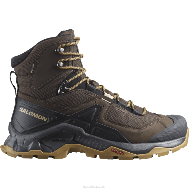Salomon460849 botas masculinas de couro - quest element gore-tex delicioso/preto/ouro fosco