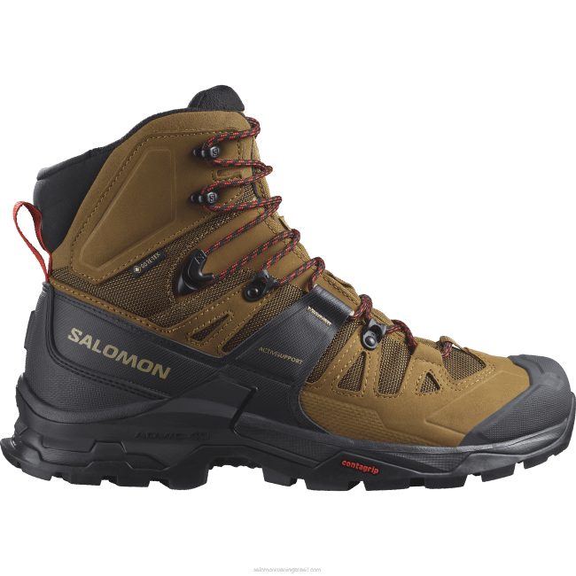 Salomon46084 botas masculinas de couro - quest 4 gore-tex borracha/preto/vermelho ardente