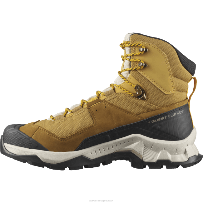 Salomon460850 botas masculinas de couro - quest element gore-tex cominho/areia branqueada/açafrão