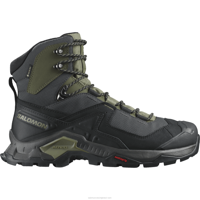 Salomon460851 botas masculinas de couro - quest element gore-tex preto/verde líquen profundo/noite oliva