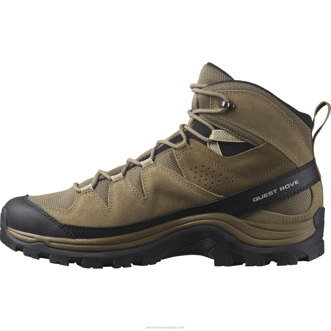 Salomon460852 botas de caminhada de couro para homem - quest rove gore-tex canguru/kelp/preto