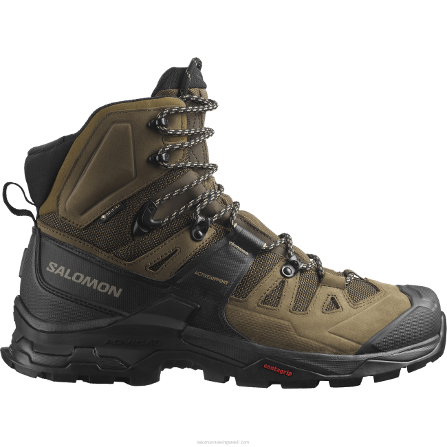 Salomon46086 botas masculinas de couro - quest 4 gore-tex palmeira do deserto/preta/alga marinha