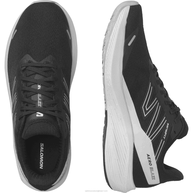 Salomon46081067 tênis de corrida masculino - aero blaze rocha negra/branca/lunar