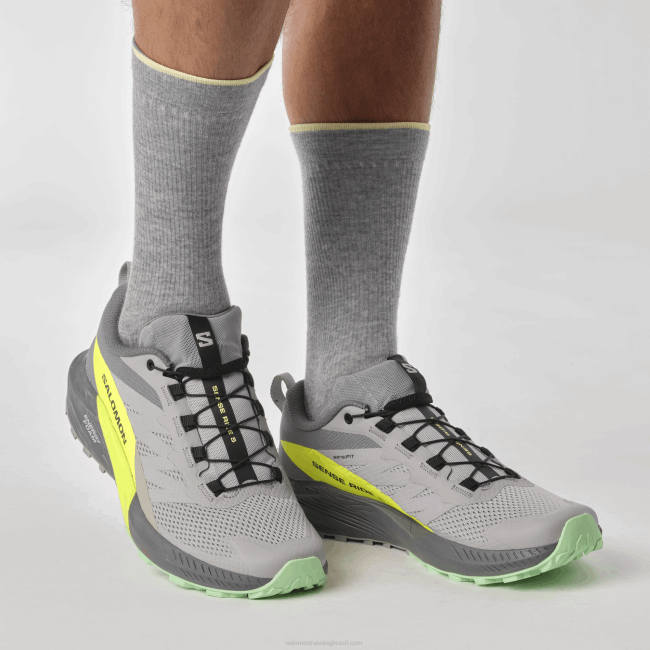 Salomon46081431 Tênis de corrida masculino - Sense Ride 5 liga/sombra silenciosa/amarelo de segurança