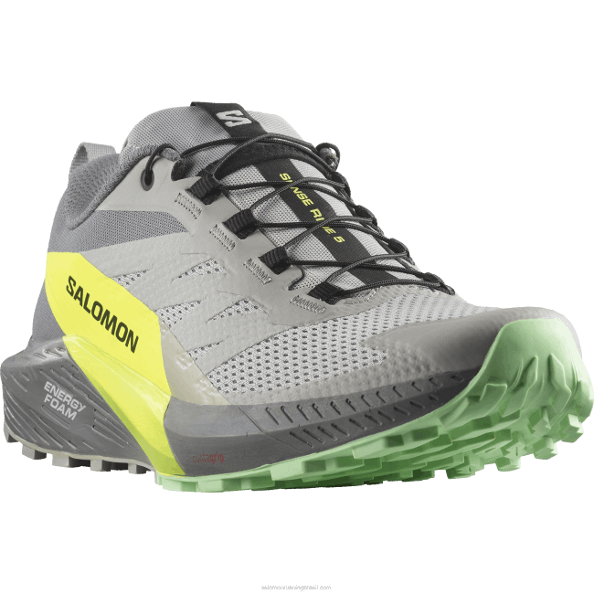 Salomon46081431 Tênis de corrida masculino - Sense Ride 5 liga/sombra silenciosa/amarelo de segurança