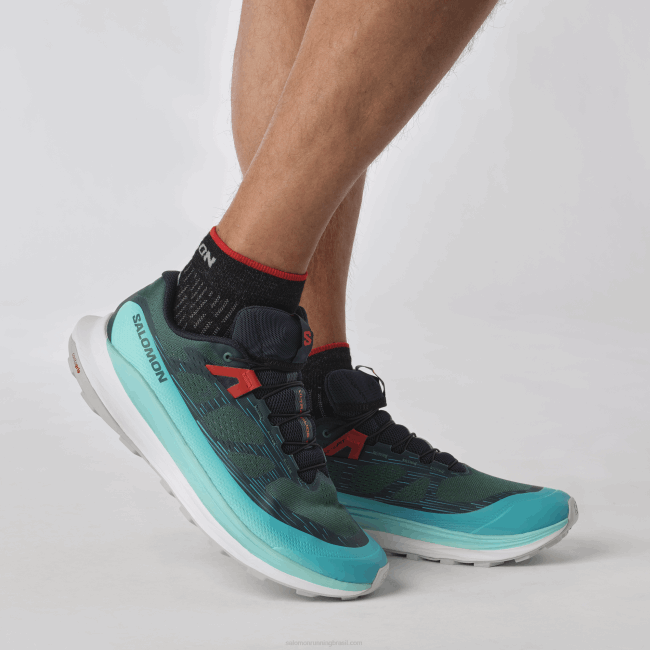 Salomon46081438 tênis de corrida masculino - ultra glide 2 oceano profundo/brilho azul/vermelho ardente