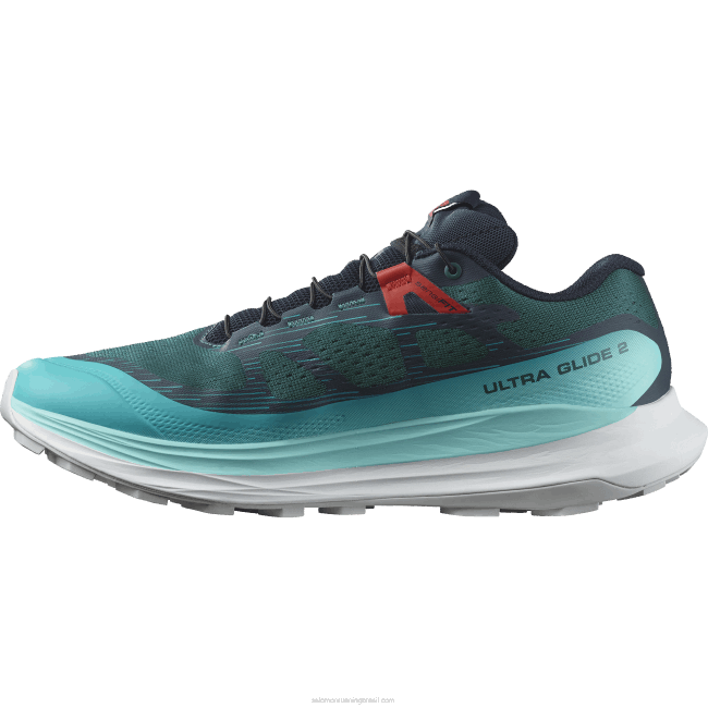 Salomon46081438 tênis de corrida masculino - ultra glide 2 oceano profundo/brilho azul/vermelho ardente