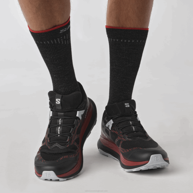 Salomon46081439 tênis de corrida masculino - ultra glide 2 preto/biking vermelho/azul pérola