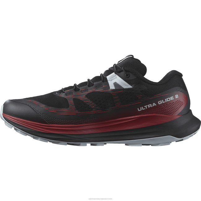Salomon46081439 tênis de corrida masculino - ultra glide 2 preto/biking vermelho/azul pérola