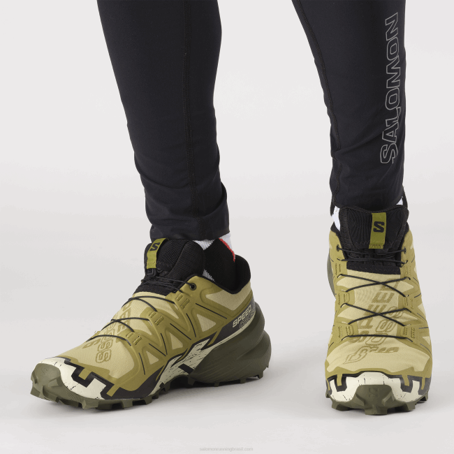 Salomon46081450 tênis de corrida masculino - speedcross 6 alho-poró verde/preto/areia branqueada